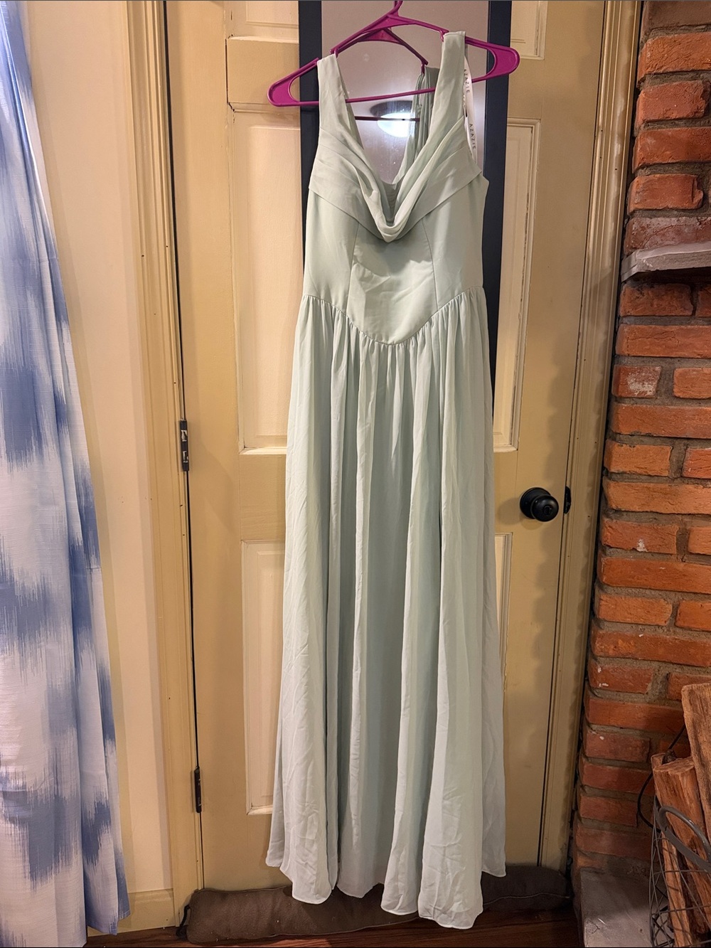 Azazie Novi Dusty Sage A-Line Pleated Chiffon Dress